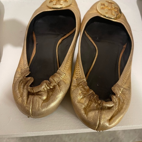 Gold Reva Tory Burch Flats - Picture 2 of 3